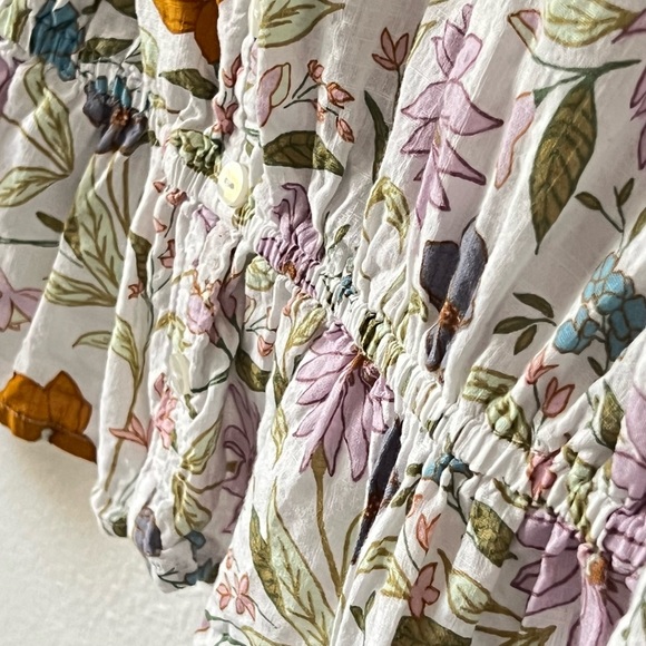 ANA A New Approach Boho Peasant Top Retro Multicolor Floral Blouse Size Large - Picture 5 of 13